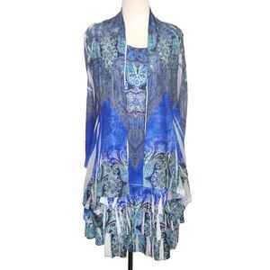 THE PYRAMID COLLECTION 2-Piece Embellished Dress with Cardigan Size S/M